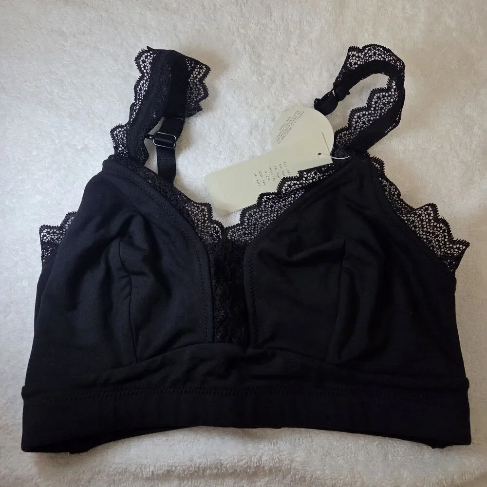 NWT Parfait Dalis P5641 Women's Full Busted Curvy Wire Free Bralette Black 34H - Picture 1 of 6